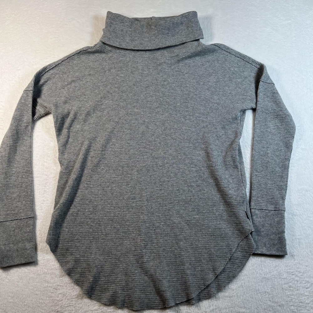 Tna Aritzia Sweater Tunic Womens XS Gray Waffle Knit Turtleneck Long Sleeve Cozy